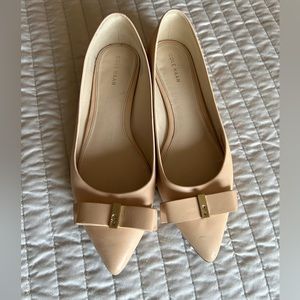 Cole Haan leather flats, pointed toe with bow